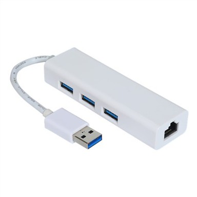 RJ45 Ethernet adapterli 3 portli USB 3.0 HUB Oq yoki Qora